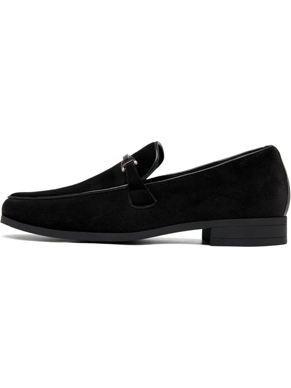 UUBARIS Men's Black Velvet Loafers Metal Buckle Comfortable Slip On Formal Shoes